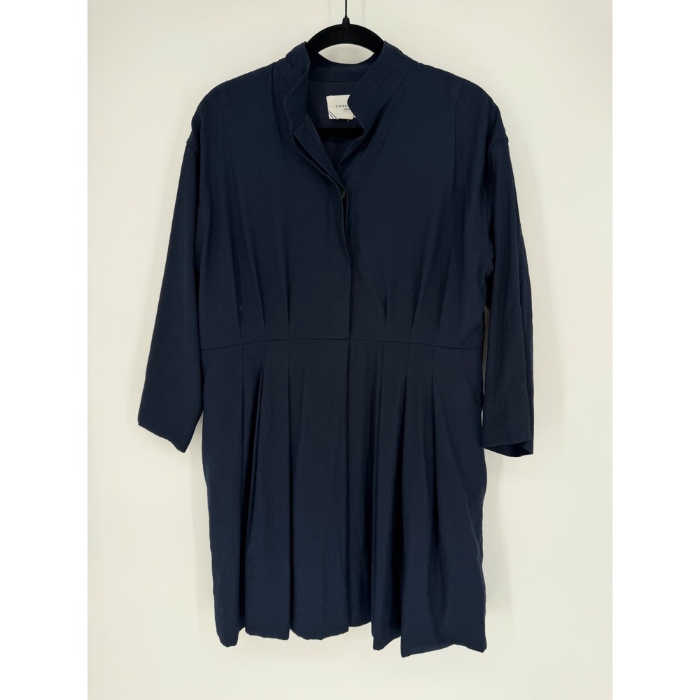 TUCKERNUCK POMANDER PLACE DARIEN DRESS NAVY PLEATED LARGE SHIRT DRESS COASTAL